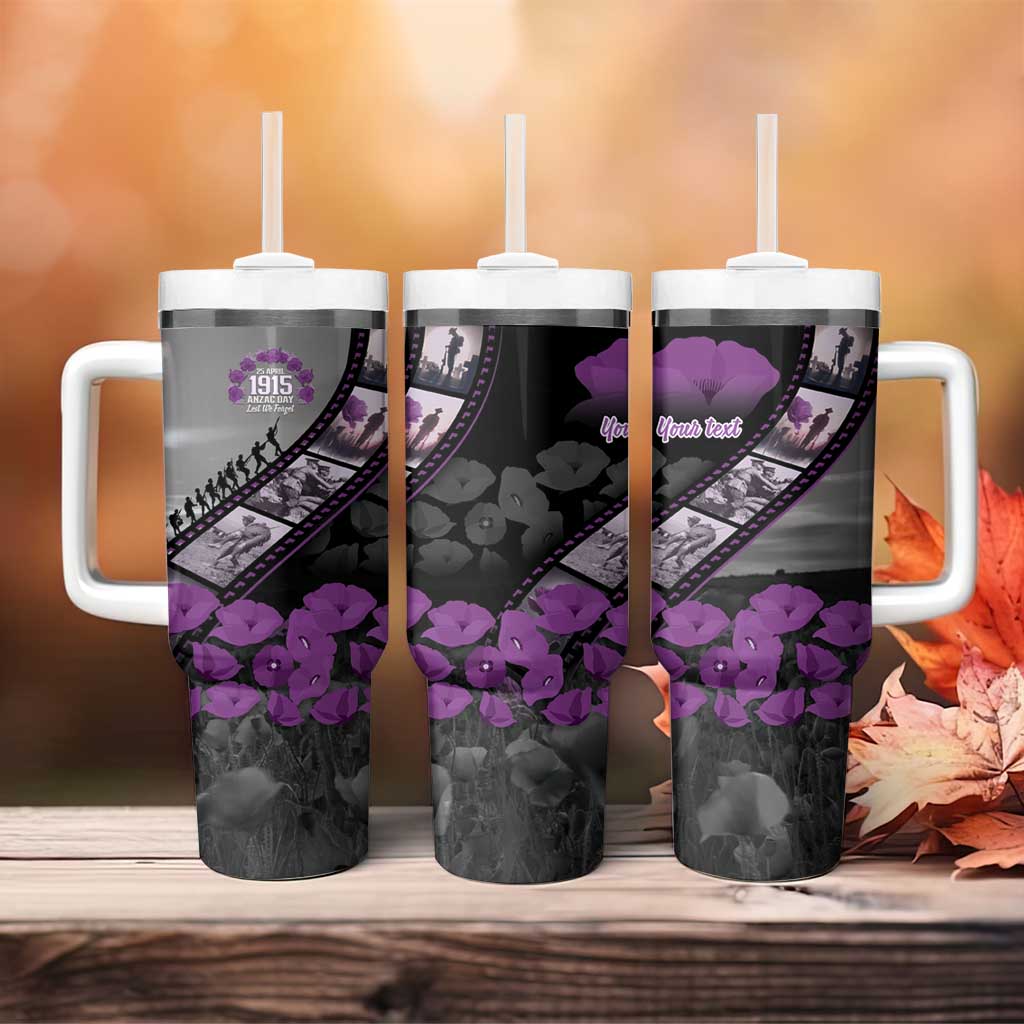 Personalised Remembering ANZAC Lest We Forget Tumbler With Handle Vintage Film Frame Memorial Purple Poppy LT9 - Polynesian Pride