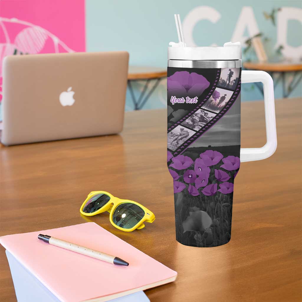 Personalised Remembering ANZAC Lest We Forget Tumbler With Handle Vintage Film Frame Memorial Purple Poppy LT9 - Polynesian Pride
