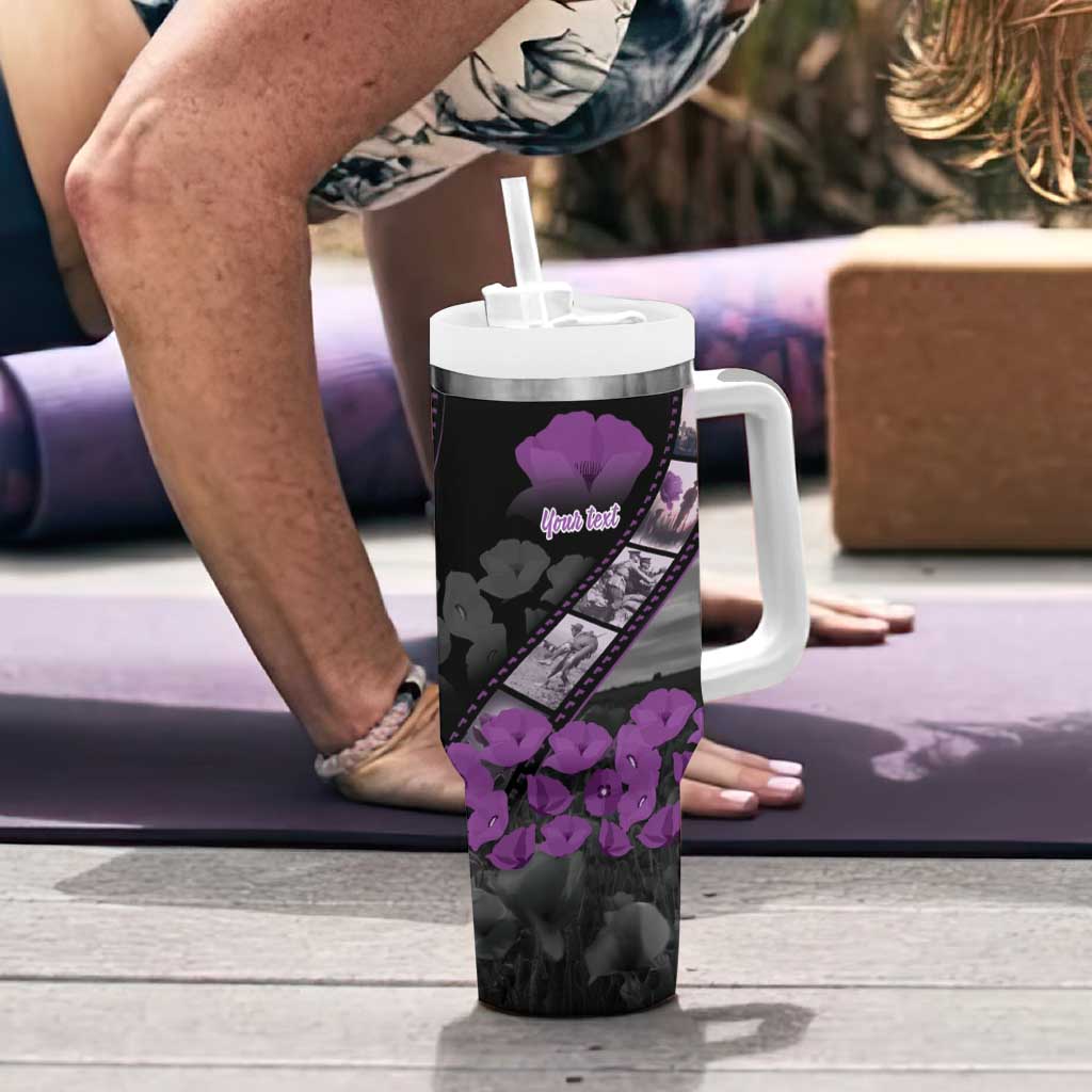 Personalised Remembering ANZAC Lest We Forget Tumbler With Handle Vintage Film Frame Memorial Purple Poppy LT9 - Polynesian Pride