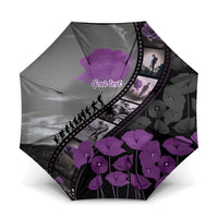 Personalised Remembering ANZAC Lest We Forget Umbrella Vintage Film Frame Memorial Purple Poppy