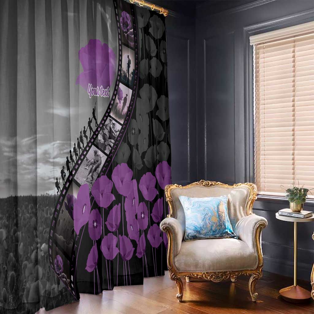 Personalised Remembering ANZAC Lest We Forget Window Curtain Vintage Film Frame Memorial Purple Poppy LT9 - Polynesian Pride
