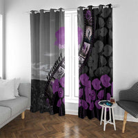 Personalised Remembering ANZAC Lest We Forget Window Curtain Vintage Film Frame Memorial Purple Poppy LT9 With Grommets Purple - Polynesian Pride
