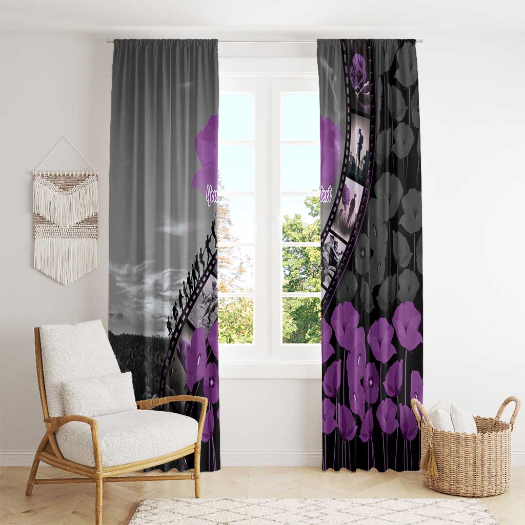 Personalised Remembering ANZAC Lest We Forget Window Curtain Vintage Film Frame Memorial Purple Poppy LT9 - Polynesian Pride