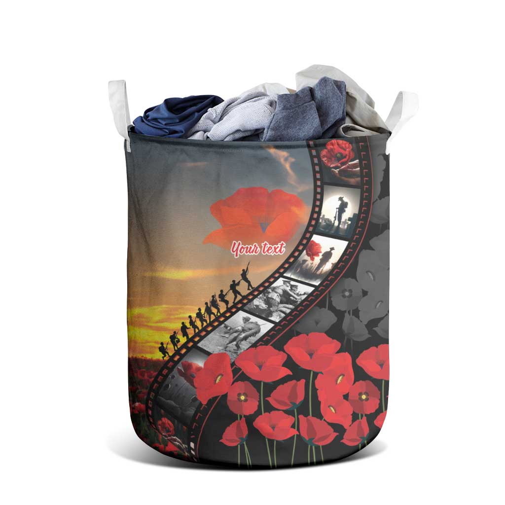 Personalised Remembering ANZAC Lest We Forget Laundry Basket Vintage Film Frame Memorial Red Poppy LT9 - Polynesian Pride