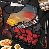 Personalised Remembering ANZAC Lest We Forget Apron Vintage Film Frame Memorial Red Poppy LT9 Red - Polynesian Pride