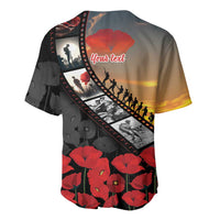 Personalised Remembering ANZAC Lest We Forget Baseball Jersey Vintage Film Frame Memorial Red Poppy LT9 - Polynesian Pride