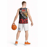 Personalised Remembering ANZAC Lest We Forget Basketball Jersey Vintage Film Frame Memorial Red Poppy LT9 - Polynesian Pride