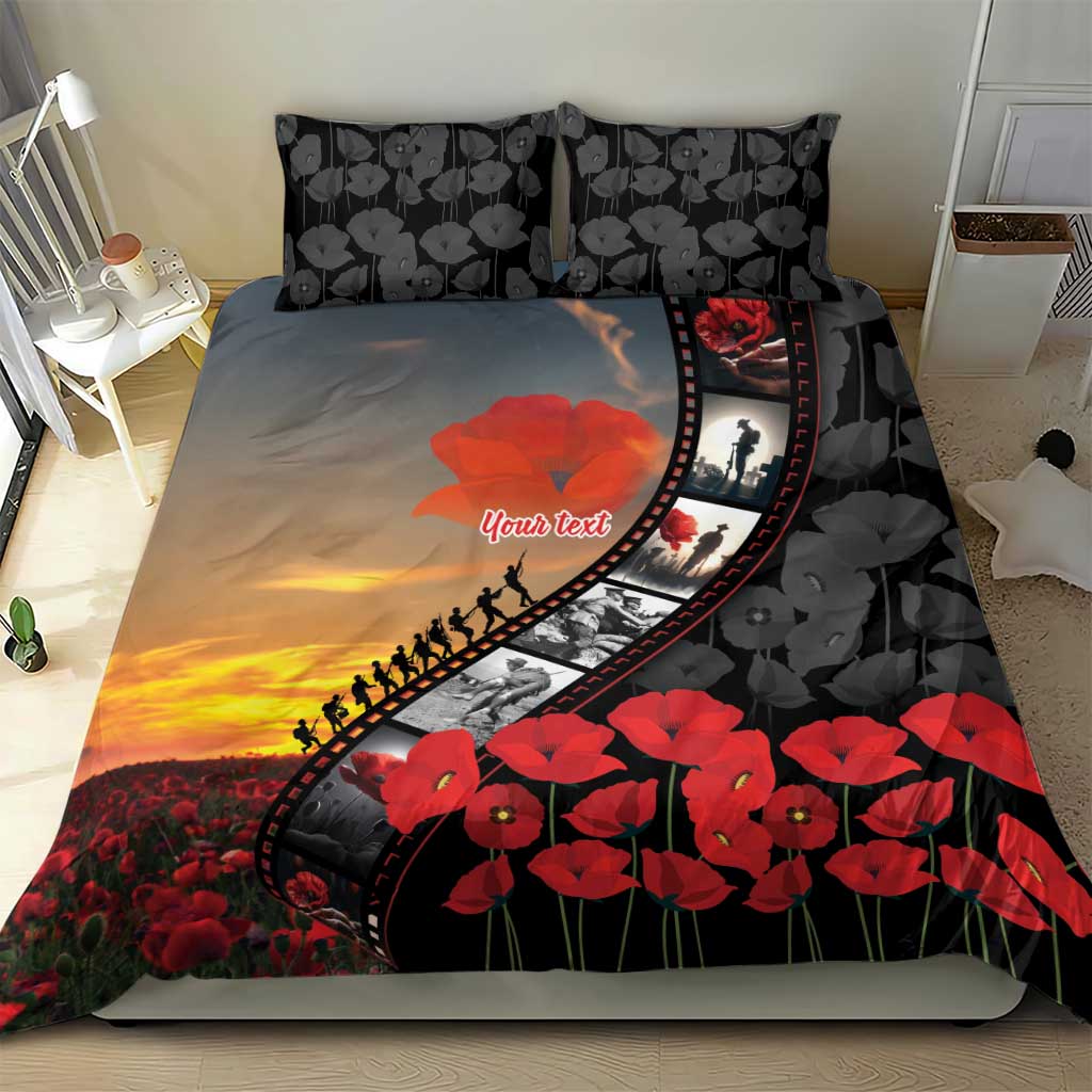 Personalised Remembering ANZAC Lest We Forget Bedding Set Vintage Film Frame Memorial Red Poppy LT9 - Polynesian Pride