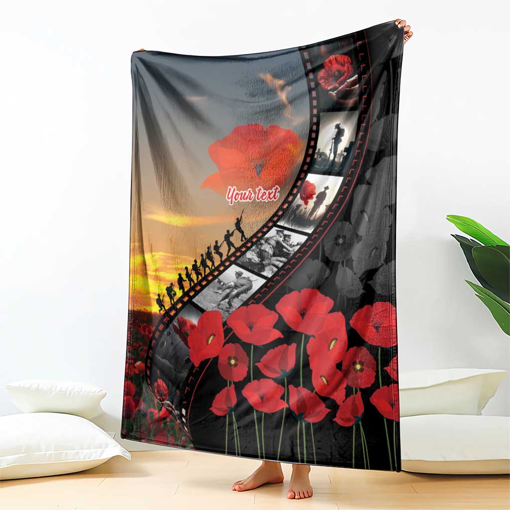 Personalised Remembering ANZAC Lest We Forget Blanket Vintage Film Frame Memorial Red Poppy LT9 - Polynesian Pride