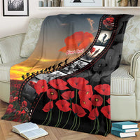 Personalised Remembering ANZAC Lest We Forget Blanket Vintage Film Frame Memorial Red Poppy LT9 - Polynesian Pride