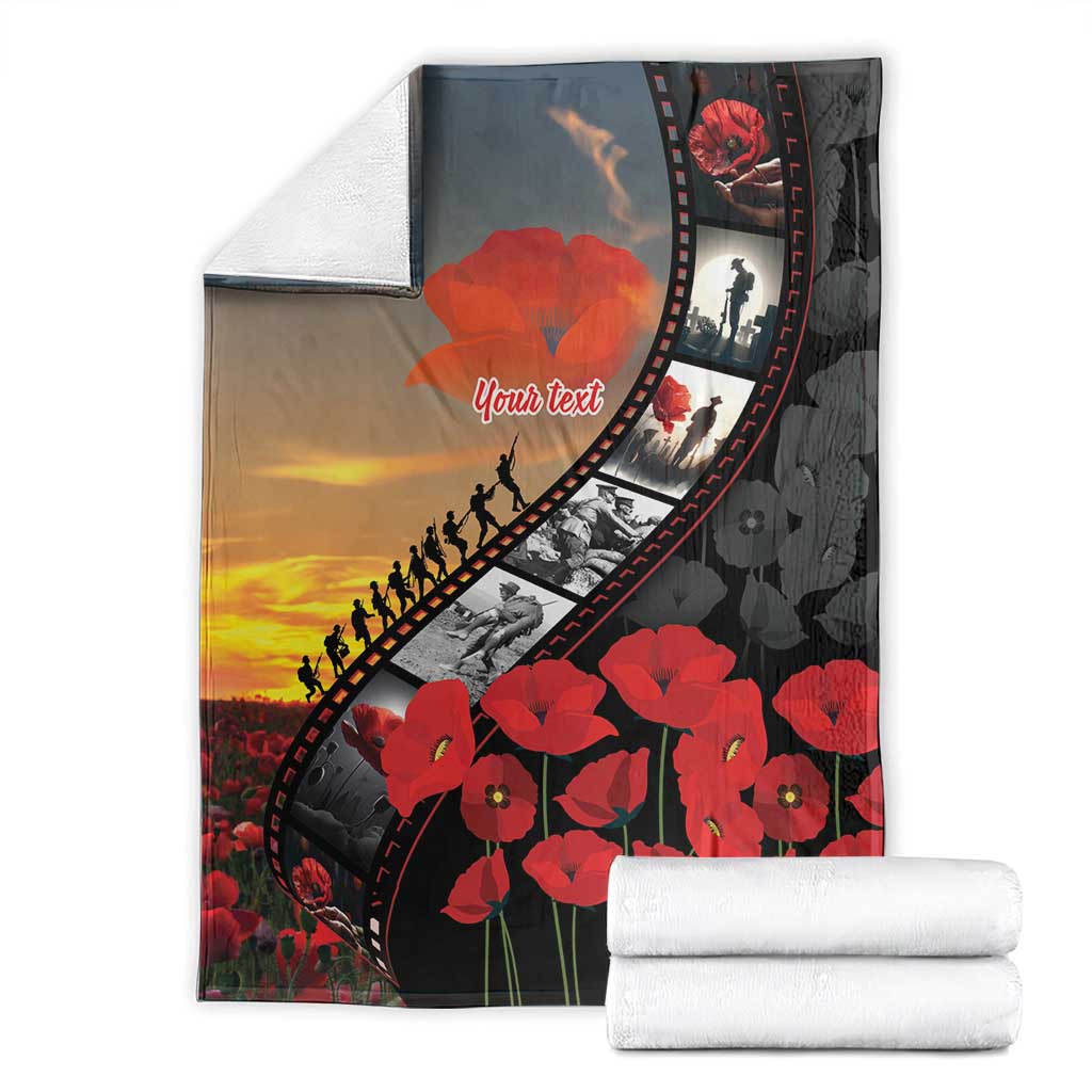 Personalised Remembering ANZAC Lest We Forget Blanket Vintage Film Frame Memorial Red Poppy LT9 - Polynesian Pride