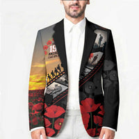 Personalised Remembering ANZAC Lest We Forget Blazer Vintage Film Frame Memorial Red Poppy LT9 - Polynesian Pride
