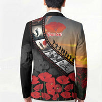 Personalised Remembering ANZAC Lest We Forget Blazer Vintage Film Frame Memorial Red Poppy LT9 - Polynesian Pride