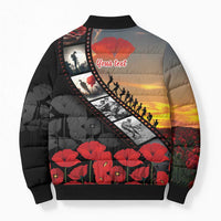 Personalised Remembering ANZAC Lest We Forget Bomber Puffer Jacket Vintage Film Frame Memorial Red Poppy LT9 - Polynesian Pride