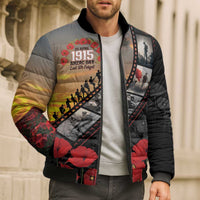 Personalised Remembering ANZAC Lest We Forget Bomber Puffer Jacket Vintage Film Frame Memorial Red Poppy LT9 - Polynesian Pride