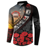 Personalised Remembering ANZAC Lest We Forget Button Sweatshirt Vintage Film Frame Memorial Red Poppy LT9 - Polynesian Pride