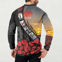 Personalised Remembering ANZAC Lest We Forget Button Sweatshirt Vintage Film Frame Memorial Red Poppy LT9 - Polynesian Pride