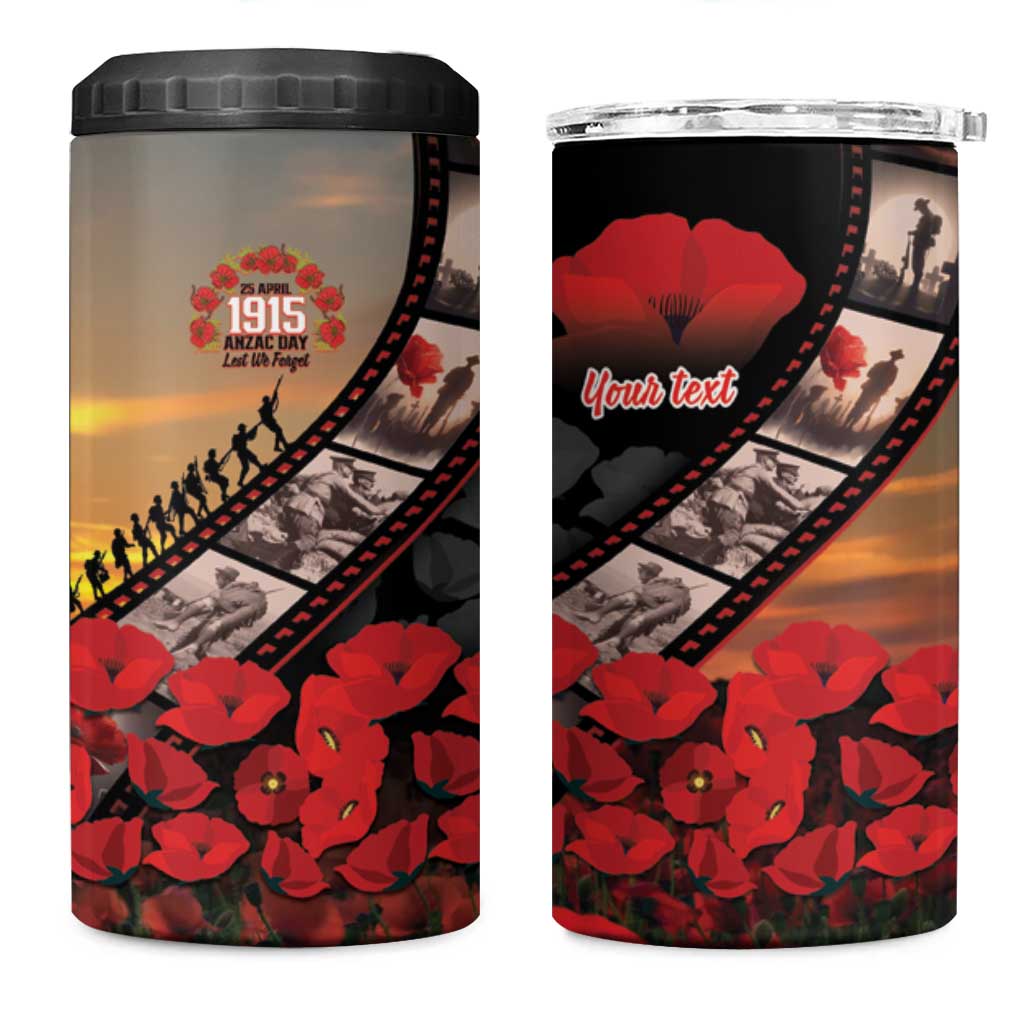 Personalised Remembering ANZAC Lest We Forget 4 in 1 Can Cooler Tumbler Vintage Film Frame Memorial Red Poppy LT9 One Size: 16 oz Red - Polynesian Pride