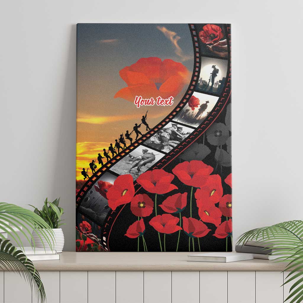 Personalised Remembering ANZAC Lest We Forget Canvas Wall Art Vintage Film Frame Memorial Red Poppy LT9 - Polynesian Pride
