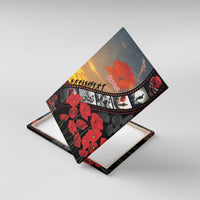 Personalised Remembering ANZAC Lest We Forget Canvas Wall Art Vintage Film Frame Memorial Red Poppy LT9 With Frame Red - Polynesian Pride