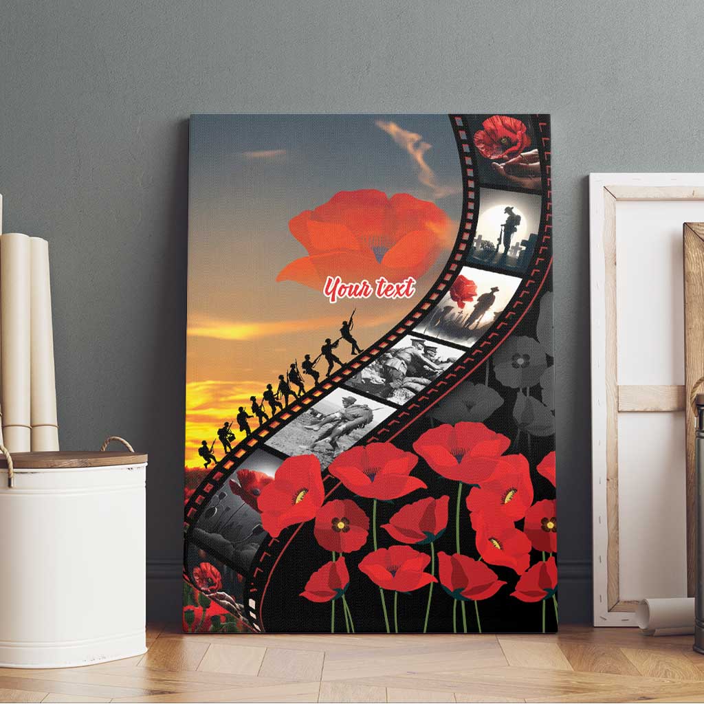 Personalised Remembering ANZAC Lest We Forget Canvas Wall Art Vintage Film Frame Memorial Red Poppy LT9 - Polynesian Pride
