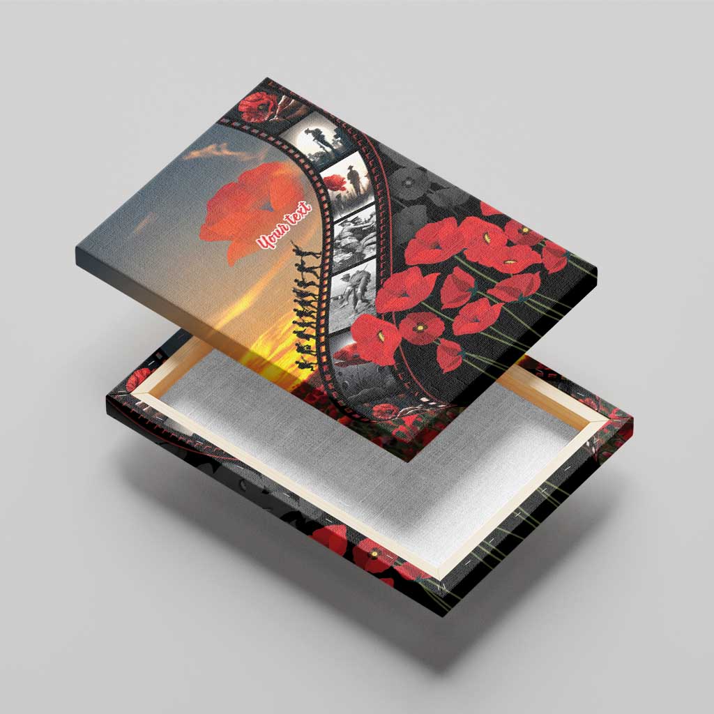 Personalised Remembering ANZAC Lest We Forget Canvas Wall Art Vintage Film Frame Memorial Red Poppy LT9 - Polynesian Pride