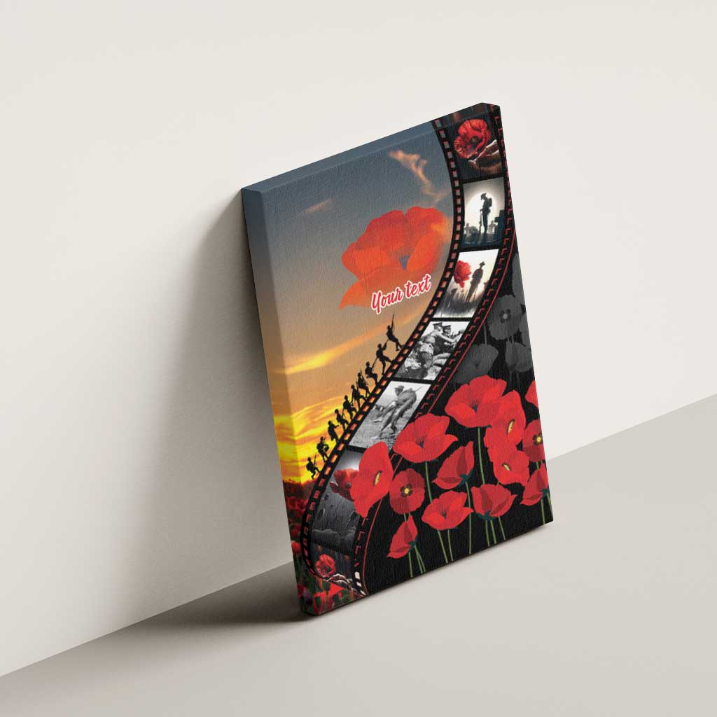 Personalised Remembering ANZAC Lest We Forget Canvas Wall Art Vintage Film Frame Memorial Red Poppy LT9 - Polynesian Pride