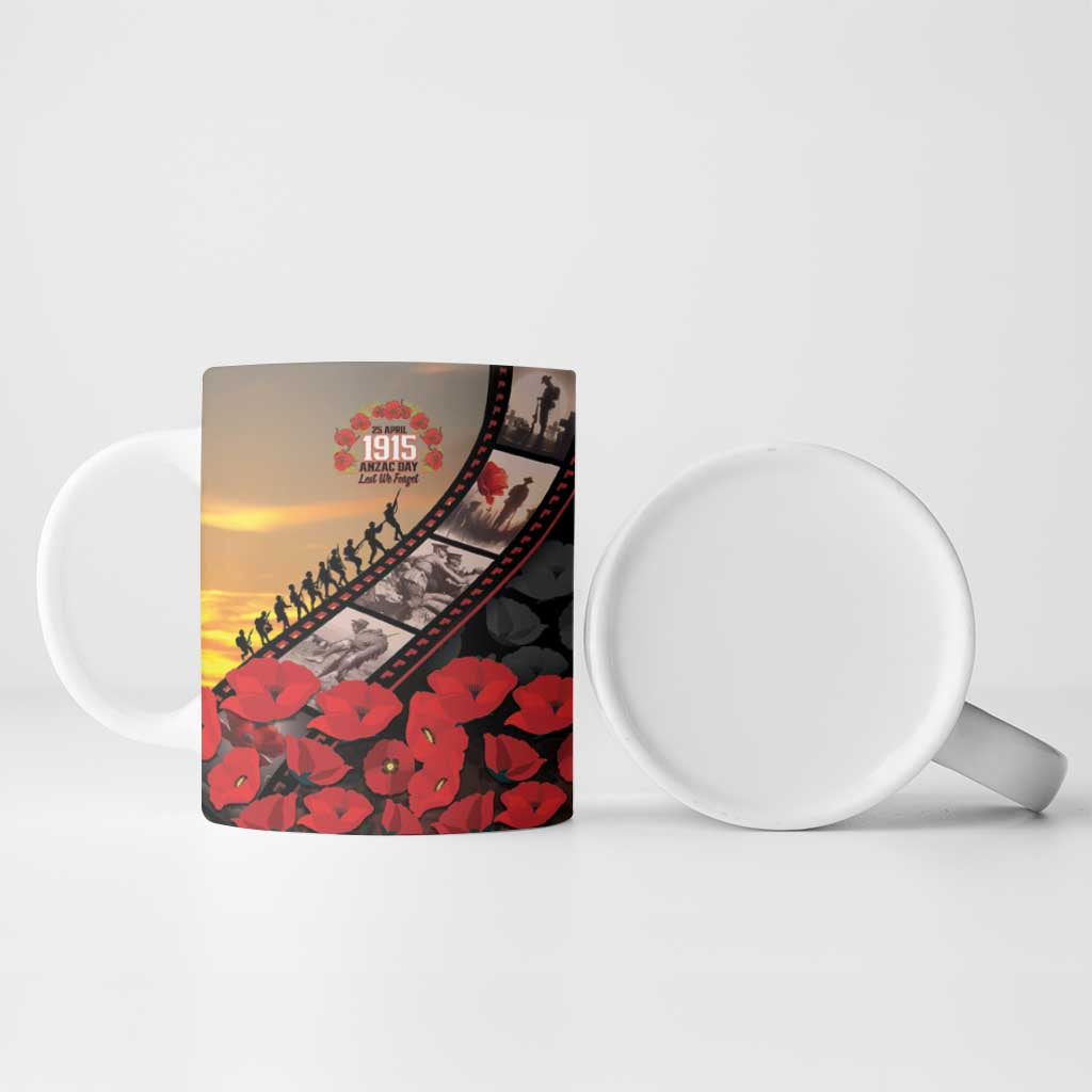 Personalised Remembering ANZAC Lest We Forget Ceramic Mug Vintage Film Frame Memorial Red Poppy LT9 - Polynesian Pride