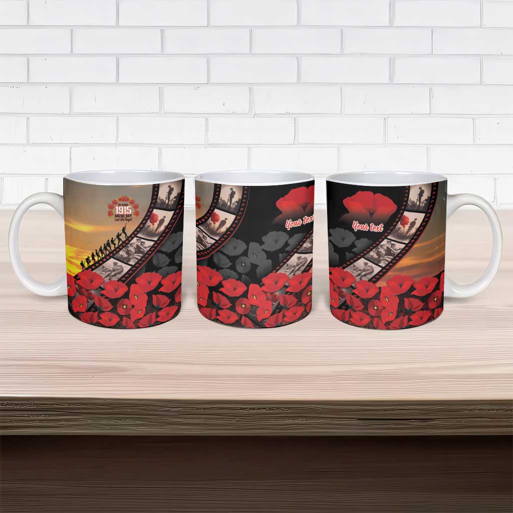 Personalised Remembering ANZAC Lest We Forget Ceramic Mug Vintage Film Frame Memorial Red Poppy LT9 - Polynesian Pride