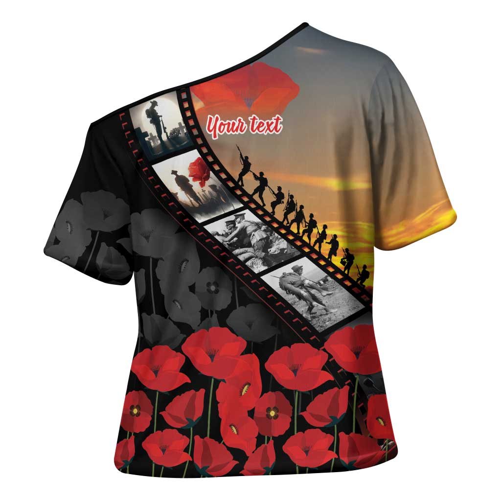 Personalised Remembering ANZAC Lest We Forget Cross Shoulder Shirt Vintage Film Frame Memorial Red Poppy LT9 - Polynesian Pride
