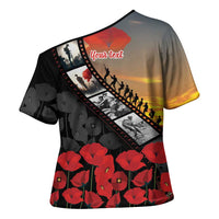 Personalised Remembering ANZAC Lest We Forget Cross Shoulder Shirt Vintage Film Frame Memorial Red Poppy LT9 - Polynesian Pride