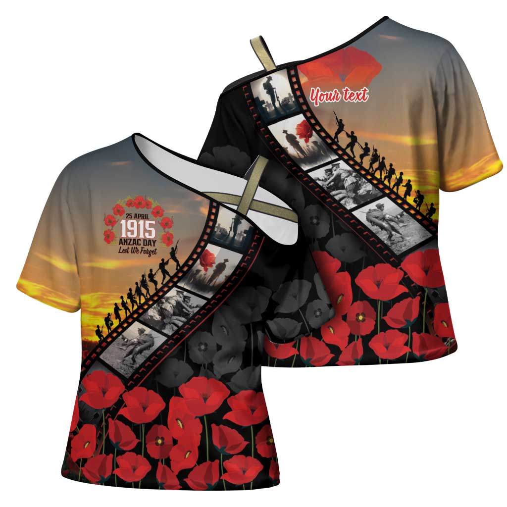 Personalised Remembering ANZAC Lest We Forget Cross Shoulder Shirt Vintage Film Frame Memorial Red Poppy LT9 - Polynesian Pride