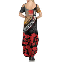 Personalised Remembering ANZAC Lest We Forget Family Matching Summer Maxi Dress and Hawaiian Shirt Vintage Film Frame Memorial Red Poppy