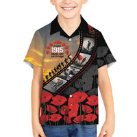 Personalised Remembering ANZAC Lest We Forget Family Matching Summer Maxi Dress and Hawaiian Shirt Vintage Film Frame Memorial Red Poppy