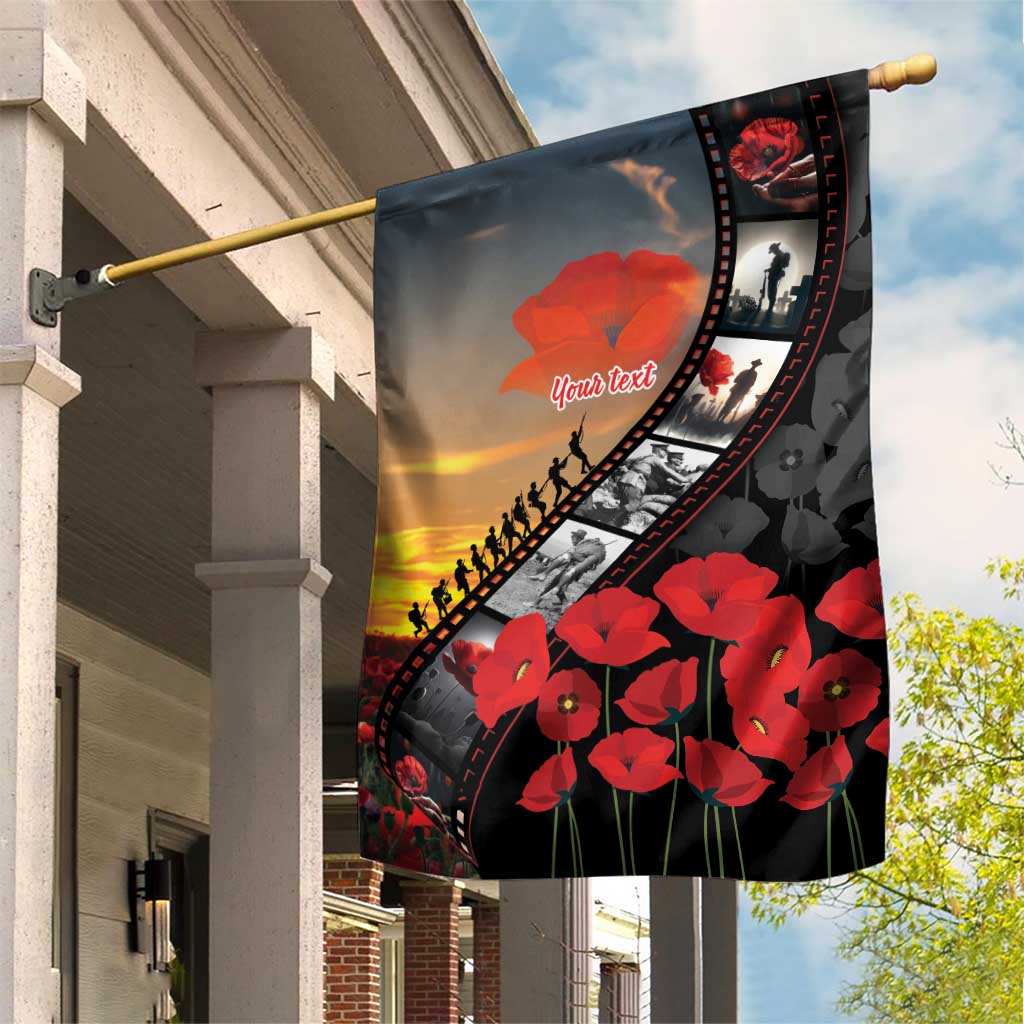 Personalised Remembering ANZAC Lest We Forget Garden Flag Vintage Film Frame Memorial Red Poppy LT9 House Flag Red - Polynesian Pride