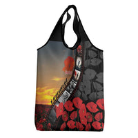 Personalised Remembering ANZAC Lest We Forget Grocery Bag Vintage Film Frame Memorial Red Poppy LT9 - Polynesian Pride