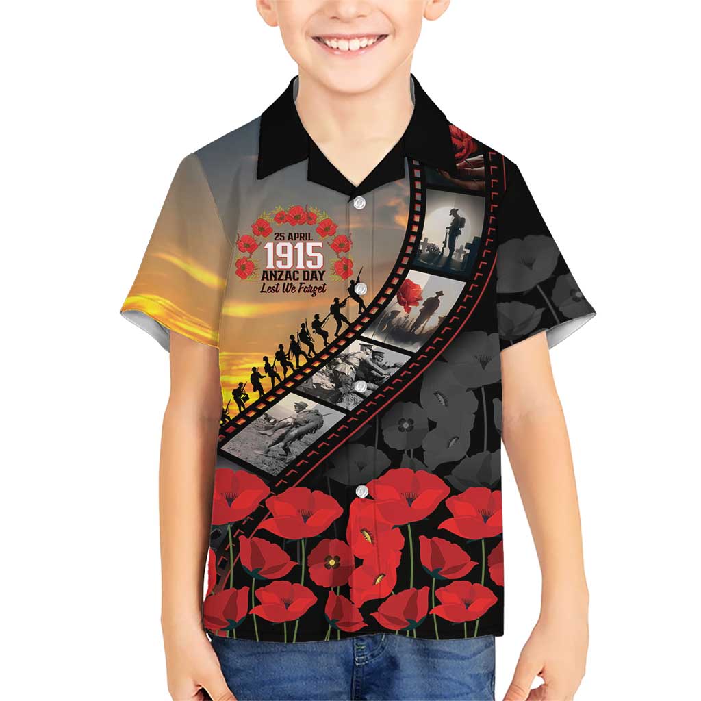 Personalised Remembering ANZAC Lest We Forget Hawaiian Shirt Vintage Film Frame Memorial Red Poppy