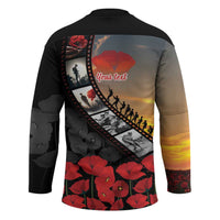 Personalised Remembering ANZAC Lest We Forget Hockey Jersey Vintage Film Frame Memorial Red Poppy LT9 - Polynesian Pride