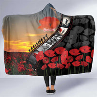 Personalised Remembering ANZAC Lest We Forget Hooded Blanket Vintage Film Frame Memorial Red Poppy LT9 One Size Red - Polynesian Pride