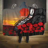 Personalised Remembering ANZAC Lest We Forget Hooded Blanket Vintage Film Frame Memorial Red Poppy LT9 - Polynesian Pride
