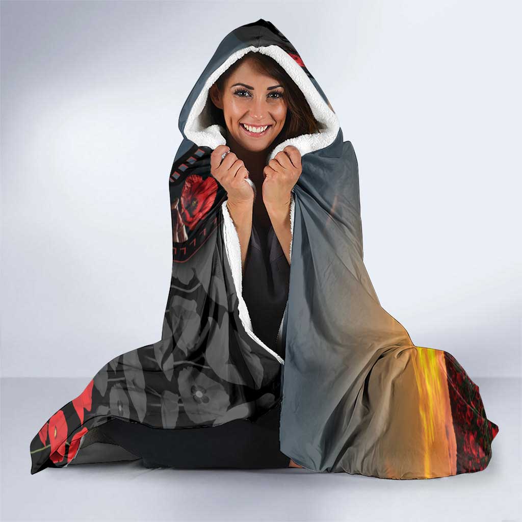 Personalised Remembering ANZAC Lest We Forget Hooded Blanket Vintage Film Frame Memorial Red Poppy LT9 - Polynesian Pride