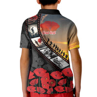 Personalised Remembering ANZAC Lest We Forget Kid Polo Shirt Vintage Film Frame Memorial Red Poppy LT9 - Polynesian Pride
