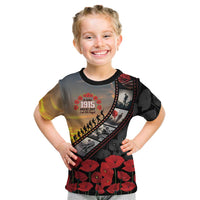 Personalised Remembering ANZAC Lest We Forget Kid T Shirt Vintage Film Frame Memorial Red Poppy LT9 Red - Polynesian Pride
