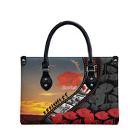Personalised Remembering ANZAC Lest We Forget Leather Bag Vintage Film Frame Memorial Red Poppy LT9 - Polynesian Pride