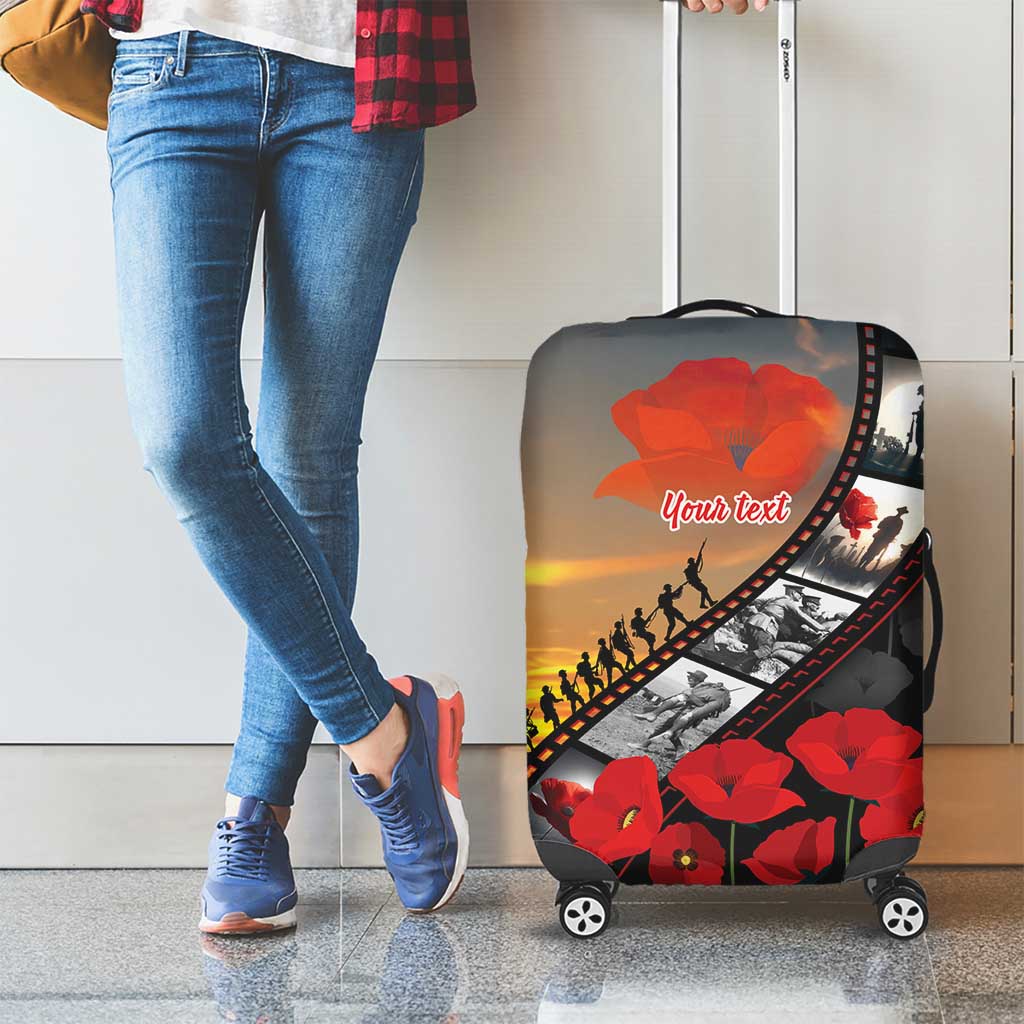 Personalised Remembering ANZAC Lest We Forget Luggage Cover Vintage Film Frame Memorial Red Poppy LT9 - Polynesian Pride