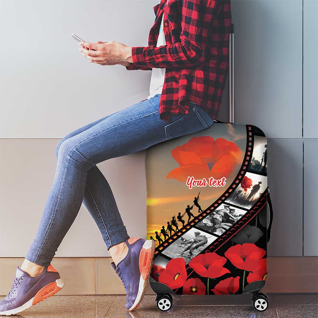 Personalised Remembering ANZAC Lest We Forget Luggage Cover Vintage Film Frame Memorial Red Poppy LT9 - Polynesian Pride