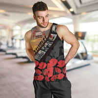 Personalised Remembering ANZAC Lest We Forget Men Tank Top Vintage Film Frame Memorial Red Poppy