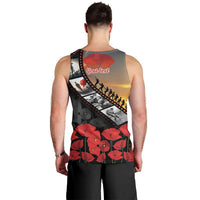 Personalised Remembering ANZAC Lest We Forget Men Tank Top Vintage Film Frame Memorial Red Poppy