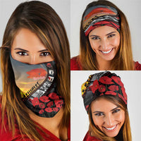 Personalised Remembering ANZAC Lest We Forget Neck Gaiter Vintage Film Frame Memorial Red Poppy