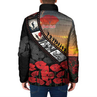 Personalised Remembering ANZAC Lest We Forget Padded Jacket Vintage Film Frame Memorial Red Poppy LT9 - Polynesian Pride